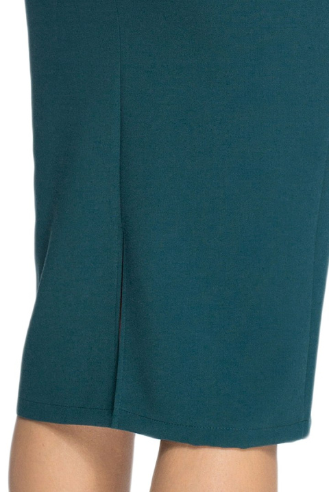 Elegancka sukienka ołówkowa midi z bolerkiem gładka zielona S075 Elegancka sukienka ołówkowa midi z bolerkiem gładka zielona S075