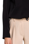 Bluzka damska koszulowa luźna ze stójką długi rękaw czarna S144