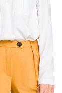 Bluzka damska koszulowa luźna ze stójką długi rękaw ecru S144
