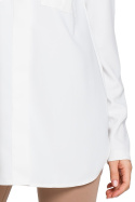 Bluzka damska koszulowa luźna ze stójką długi rękaw ecru S144