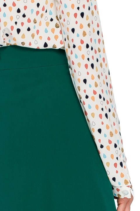 Bluzka damska boho z nadrukiem i wiązaniem długi rękaw ecru S134 Bluzka damska boho z nadrukiem i wiązaniem długi rękaw ecru S134