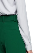 Gładka bluzka damska luźna ze stójką i długim rękawem szara S126
