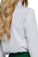 Gładka bluzka damska z wiązaniem pod szyją długi rękaw szara S130