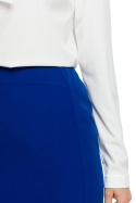 Gładka bluzka damska z wiązaniem pod szyją długi rękaw ecru S130
