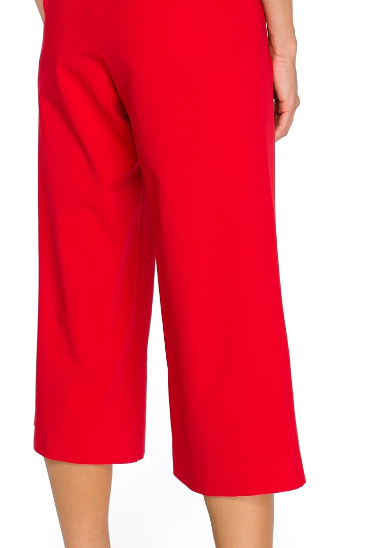 Elegancki kombinezon szerokie nogawki 7/8 krótki rękaw czerwony S135 Elegancki kombinezon szerokie nogawki 7/8 krótki rękaw czerwony S135