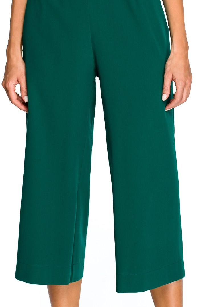 Elegancki kombinezon szerokie nogawki 7/8 krótki rękaw zielony S135 Elegancki kombinezon szerokie nogawki 7/8 krótki rękaw zielony S135