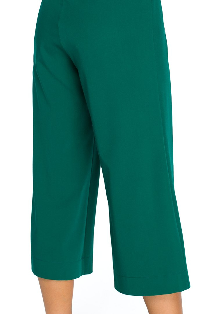 Elegancki kombinezon szerokie nogawki 7/8 krótki rękaw zielony S135 Elegancki kombinezon szerokie nogawki 7/8 krótki rękaw zielony S135