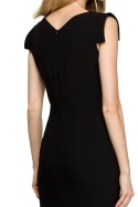 Sukienka ołówkowa midi bez rękawów asymetryczny dekolt czarna S121
