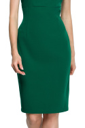 Sukienka ołówkowa midi bez rękawów asymetryczny dekolt zielona S121