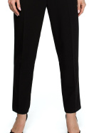 Spodnie damskie w kant z wysokim stanem i paskiem czarne S124