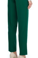 Spodnie damskie w kant z wysokim stanem i paskiem zielone S124