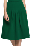 Sukienka rozkloszowana midi z zakładkami dekolt V zielona S122