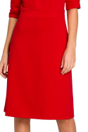 Sukienka midi fason A z krótkim rękawem i dekoltem V czerwona S153