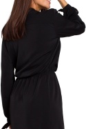Sukienka przed kolano odcinana w pasie z wiązaniem czarna S147