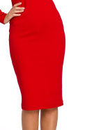 Sukienka ołówkowa tuba dopasowana midi z długim rękawem czerwona S152