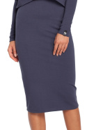 Sukienka ołówkowa elastyczna midi z zakładanym topem niebieska B001