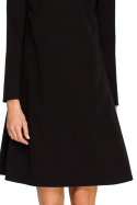 Sukienka rozkloszowana trapezowa midi z długim rękawem czarna S137
