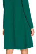 Sukienka rozkloszowana trapezowa midi z długim rękawem zielona S137