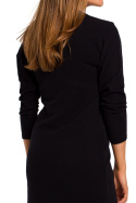 Sukienka swetrowa midi prosta z długim rękawem dzianina czarna S178