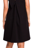 Sukienka trapezowa midi bez rękawów dekolt V z tyłu czarna S157