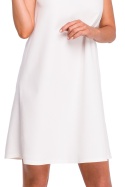 Sukienka trapezowa midi bez rękawów dekolt V z tyłu ecru S157