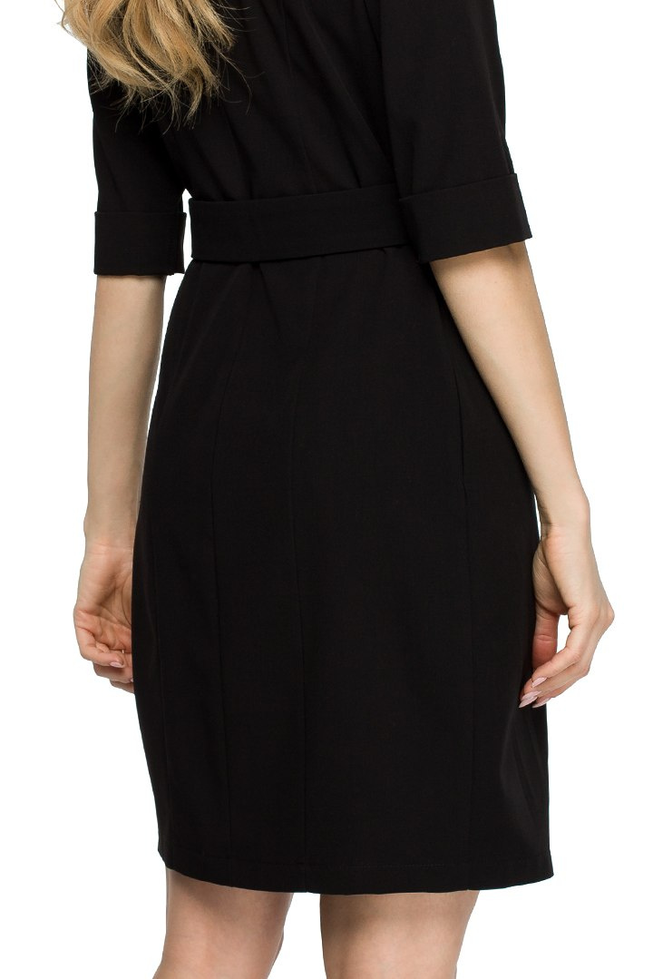 Sukienka żakietowa midi z paskiem zapinana na napy czarna S120