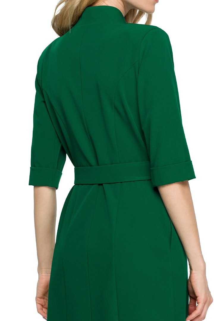 Sukienka żakietowa midi z paskiem zapinana na napy zielona S120