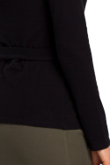 Sweter damski kopertowy na zakładkę wiązany na boku czarny S173