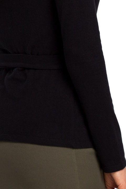 Sweter damski kopertowy na zakładkę wiązany na boku czarny S173 Sweter damski kopertowy na zakładkę wiązany na boku czarny S173