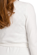 Sweter damski kopertowy na zakładkę wiązany na boku ecru S173