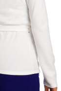 Sweter damski kopertowy na zakładkę wiązany na boku ecru S173