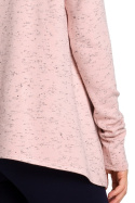 Sweter damski z asymetrycznym dołem różowy s149