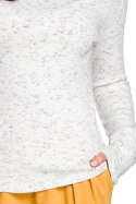 Sweter damski z dekoltem typu łódka ecru S148