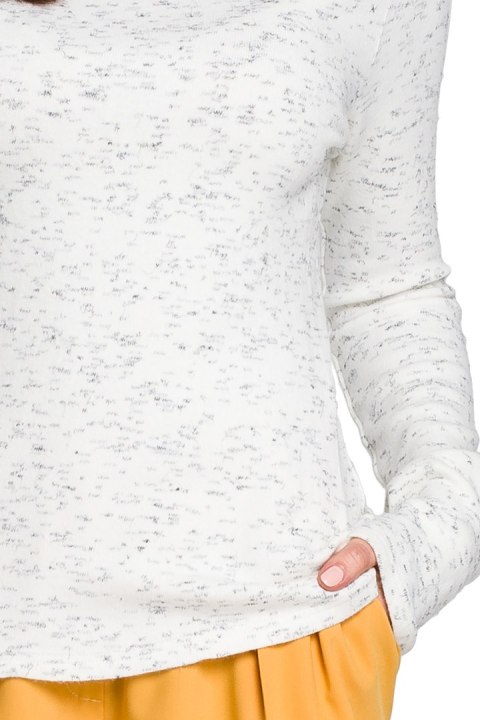 Sweter damski z dekoltem typu łódka ecru S148 Sweter damski z dekoltem typu łódka ecru S148