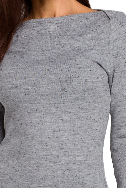 Sweter damski z dekoltem typu łódka szary S148 Sweter damski z dekoltem typu łódka szary S148
