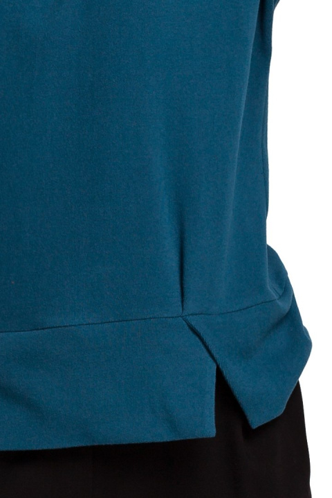 Sweter damski dzianinowy luźny z dekoltem w łódkę morski S180 Sweter damski dzianinowy luźny z dekoltem w łódkę morski S180