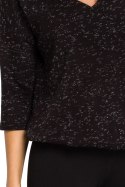Sweter damski z głębokim dekoltem czarny S150