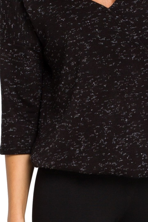 Sweter damski z głębokim dekoltem czarny S150 Sweter damski z głębokim dekoltem czarny S150