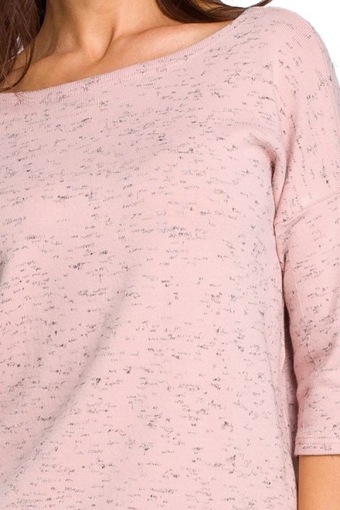 Sweter damski z głębokim dekoltem różowy S150 Sweter damski z głębokim dekoltem różowy S150