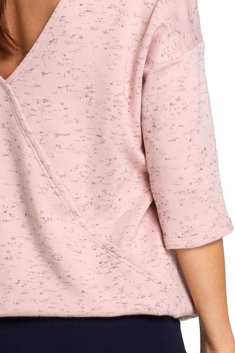 Sweter damski z głębokim dekoltem różowy S150 Sweter damski z głębokim dekoltem różowy S150