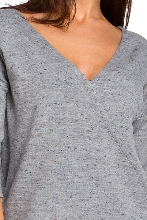 Sweter damski z głębokim dekoltem szary S150 Sweter damski z głębokim dekoltem szary S150