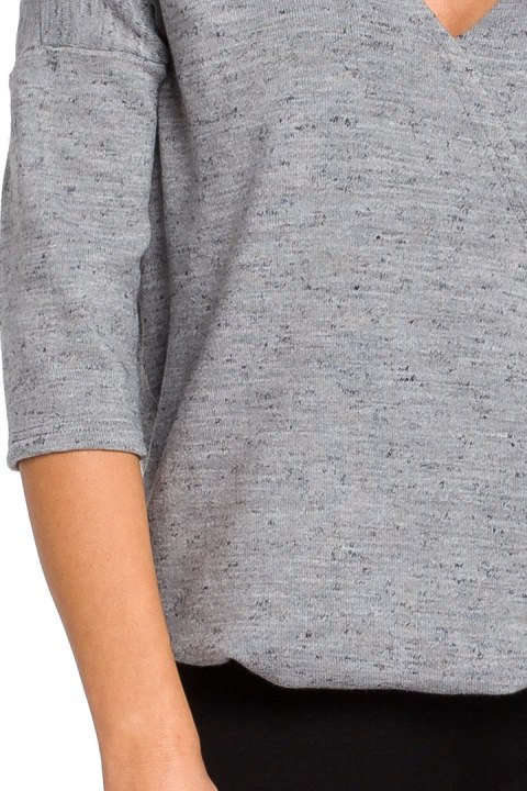 Sweter damski z głębokim dekoltem szary S150 Sweter damski z głębokim dekoltem szary S150