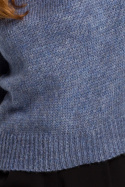 Sweter damski krótki ze ściągaczem luźny splot niebieski S185