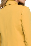 Żakiet damski dwurzędowy lekko taliowany z klapami żółty S128