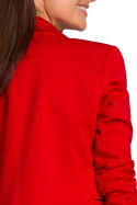 Żakiet damski krótki taliowany zapinany dzianinowy czerwony S154