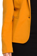 Żakiet damski krótki taliowany zapinany dzianinowy żółty S154