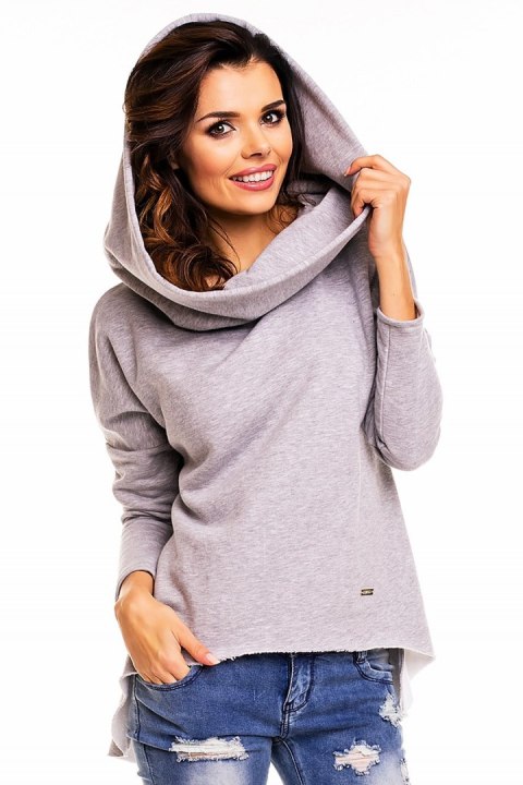 Bluza damska bawełniana z kapturem i długim rękawem szara A129 Bluza damska bawełniana z kapturem i długim rękawem szara A129