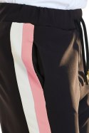 Spodnie damskie sportowe z lampasami i ściągaczami różowe A266
