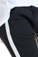 Spodnie damskie z elastyczną talią kieszeniami i lampasami czarne A270