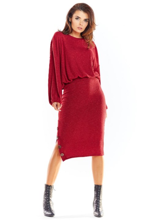Sweter damski oversize z wiskozy z kimonowymi rękawami bordowy A318 Sweter damski oversize z wiskozy z kimonowymi rękawami bordowy A318